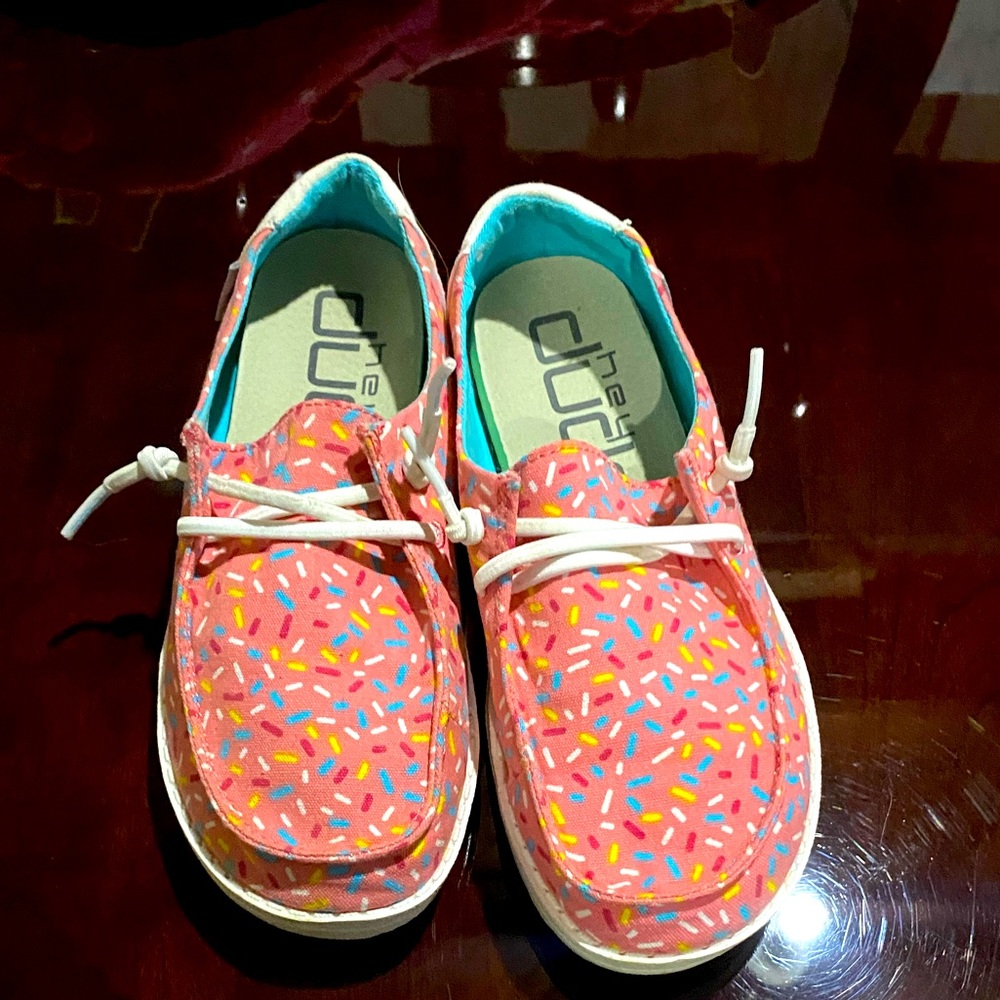 ‼️Final Price Drop ‼️. Pink Sprinkles Hey Dude Shoes Size Y2-3